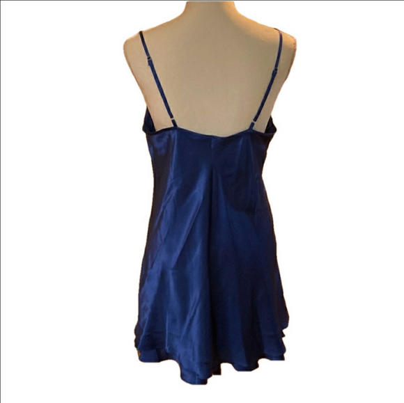 Vintage MED The Lingerie Collection Teddy Nightie Gown Silk Royal Blue M - Picture 8 of 11